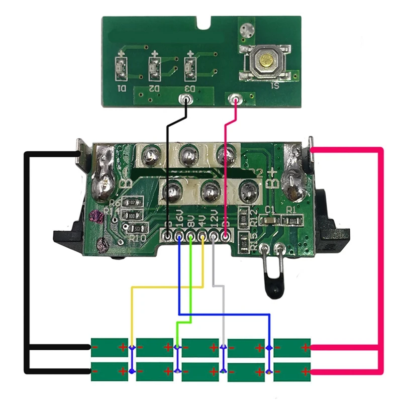 Placa de circuito de proteção para bateria de íon-lítio 10x21700 dcb200, proteção de circuito impresso para dewalt 18v 20v com adesivo 8.0ah