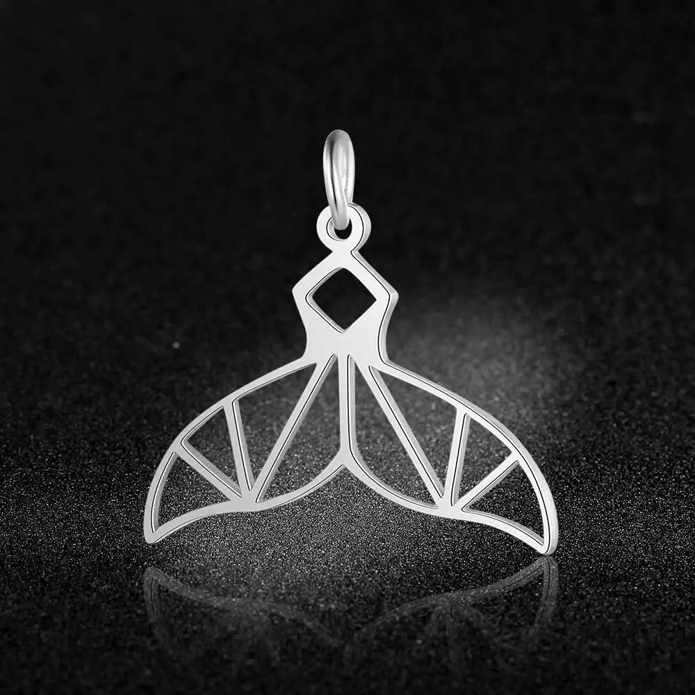 5 개/몫 316 스테인레스 스틸 대형 고래 꼬리 돌고래 DIY 커넥터 매력 펜던트 목걸이에 대한 도매 펜던트는 결코 변색되지 않습니다