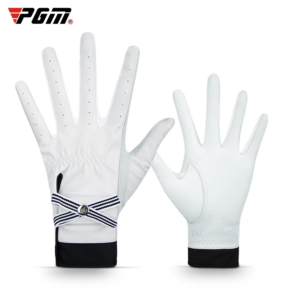 

1Pair Pgm Golf Gloves Women With Mark Sheep Skin Breathable Genuine Leather Sport Gloves Anti-Slip Training Mittens Elegant