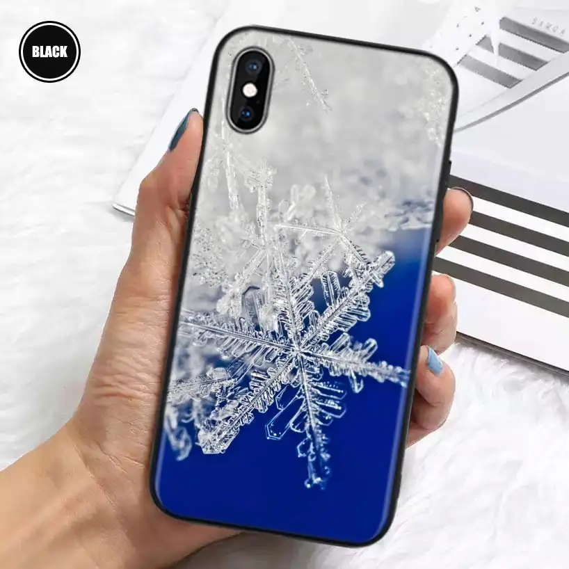 Śnieg śnieżynka zima zimny silikonowy pokrowiec Coque dla iPhone 11 Pro Max 12 Mini 13 X XS XR 7 8 6 6S Plus 5 SE telefon Shell okładka zabawa