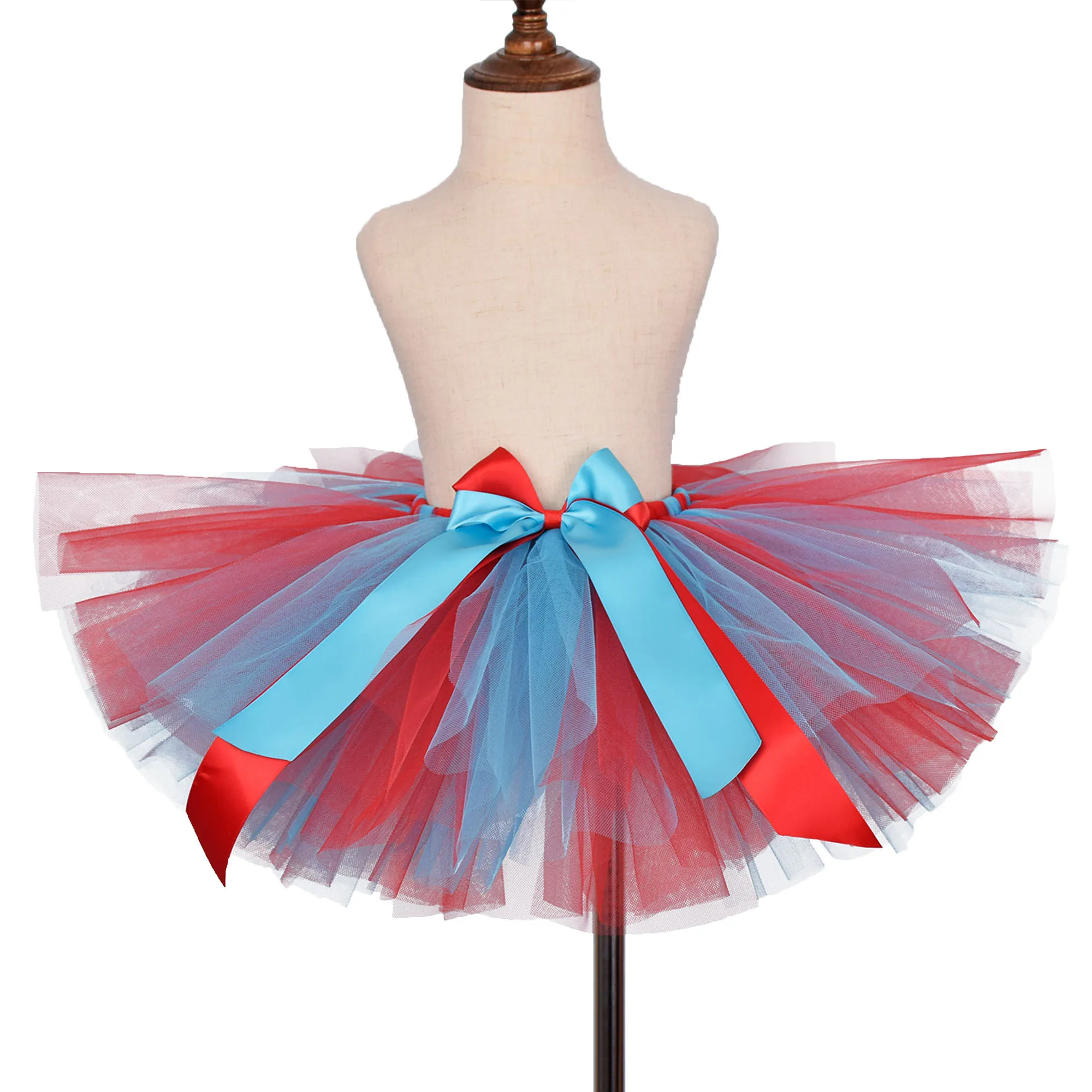 Girls Red/Blue Tutu Skirt Baby Birthday Party Costume Kids Thing 1 2 Tutu Costume Toddler Photo Shooting Skirt Newborn-12Y