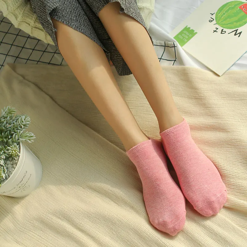 Calcetines tobilleros de felpa para mujer, medias transpirables, divertidas, de color liso, con diseño artístico, lote de 10 pares