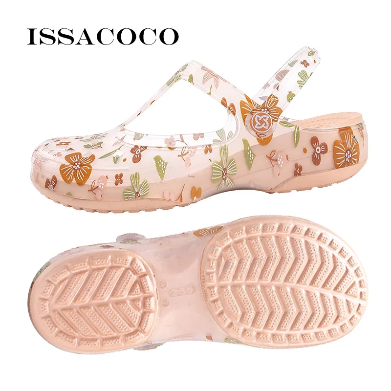 Summer New Women\'s Transparent Wedge Sandals Platform Sabot Shoes 2022 Trend Jelly Beach Shoes Medical Hoof Sanitary Clogs Woman