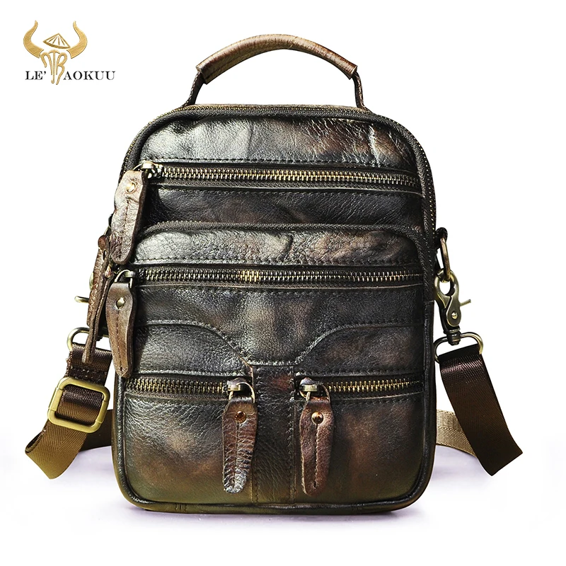 

Soft Natural Leather Male Travel Shoulder Messenger bag Fashion Designer Cross-body Bag 8" Tablet Tote Mochila Satchel bag 04c