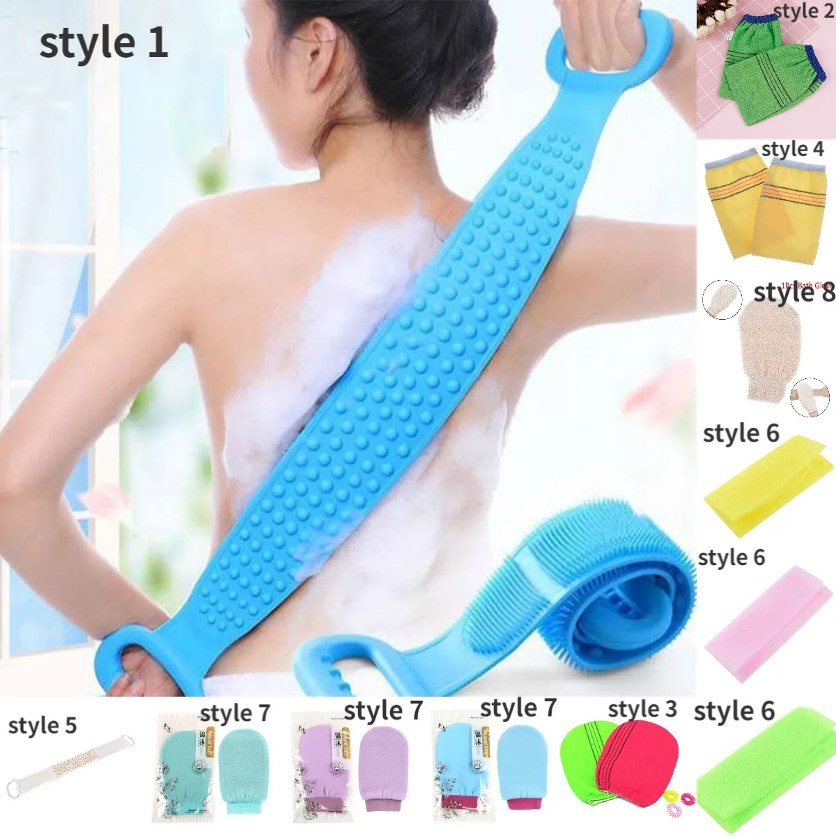 1/2 Chiếc Da Sạch Tắm Bàn Chải Silicone Bàn Chải Khăn Tắm Chà Lưng Bùn Bong Tróc Massage Tắm Mở Rộng bút Xóa Vết Xước