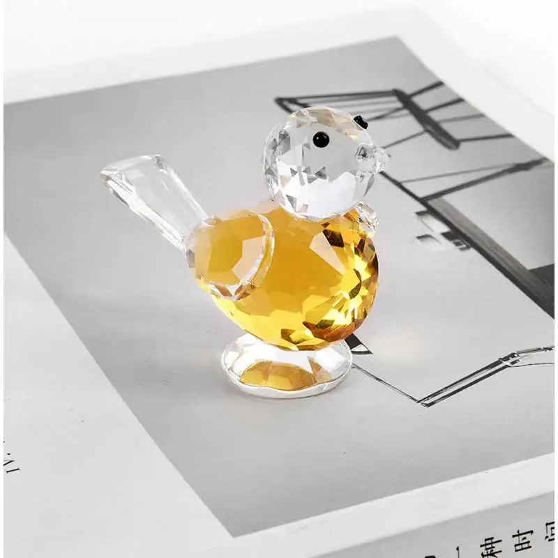 4 Color Crystal Cute Birds Figurines Ornament Glass Animal Paperweight Collection Home Table Decoration Kids Favor Gift