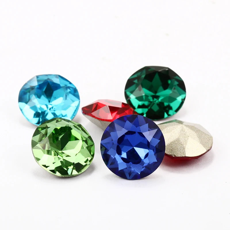 K9 Crystal Glasses Rhinestones Pointback DIY Decoration Stones For Clothes Bags Gemstone Flower Shape Blue Stones Strass