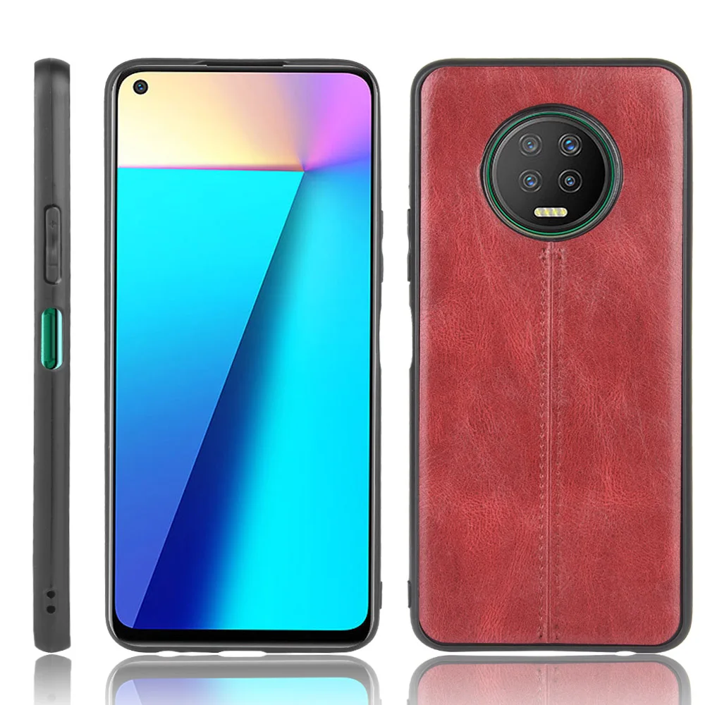 For Infinix Note 7 Case Infinix Note7 Suture Soft TPU Calfskin PU Leather Phone Back Cover For Infinix Note 7 Bag Case