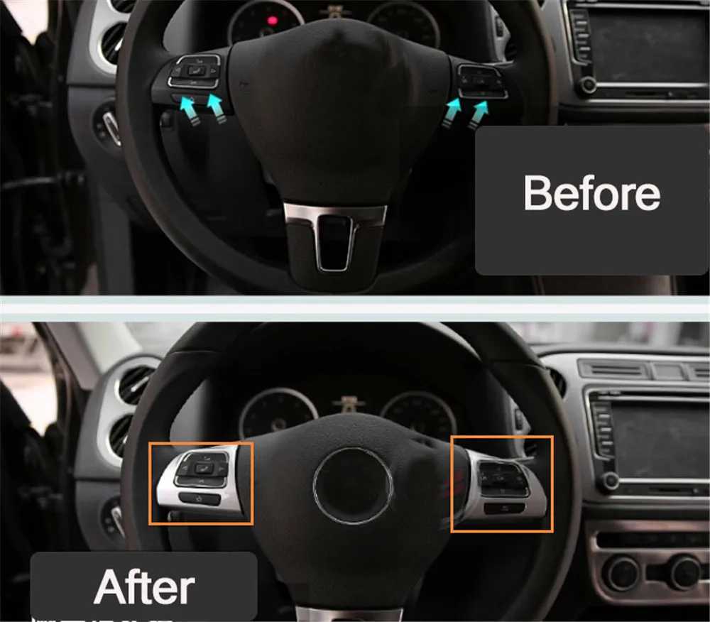 Car Accessories Steering Wheel Trim Decorative Sticker Case For Volkswagen Tiguan Touran Passat Amarok Multivan Lavida