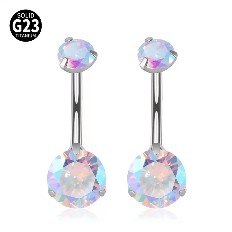 Bauchnabelpiercing ASTM G23 Titan Zirkone Nabelpiercing Ring Körperschmuck Super hübscher Bauchnabelring für Frauen – Detail 4