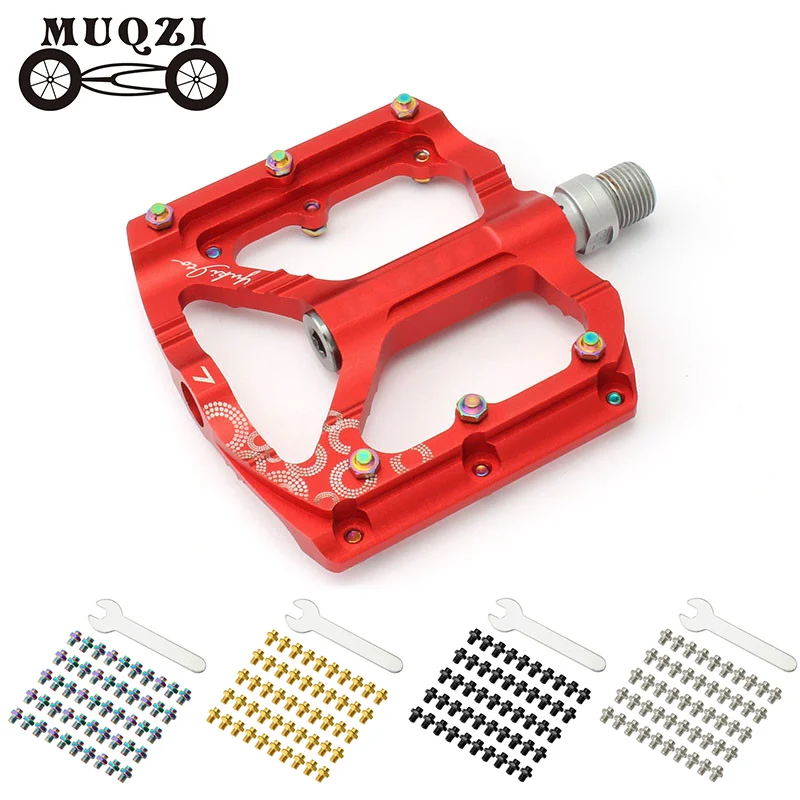 MUQZI 50PCS MTB Road Bike Pedal Studs Ultralight Titanium Alloy Stainless Steel Pedal Pin Nail M4 Anti-Ski Pedal Screw Bolt