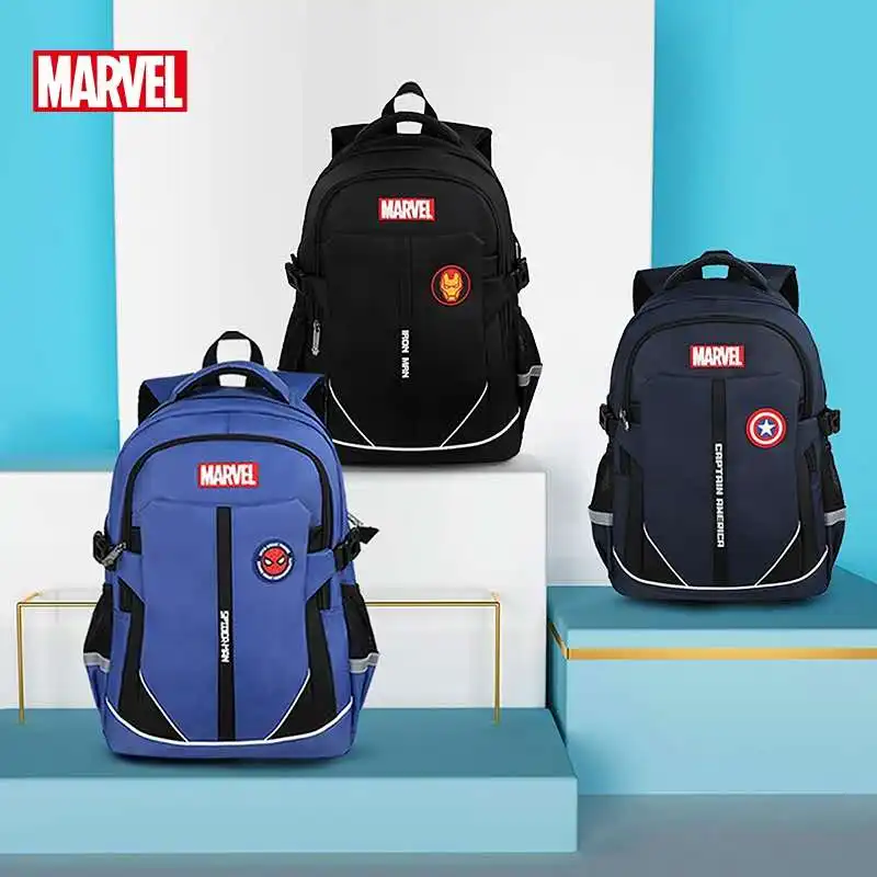 Sac à dos d\'école Disney pour garçons, spider man, captain america, iron man, grande capacité, pour élèves du primaire, nouvelle collection