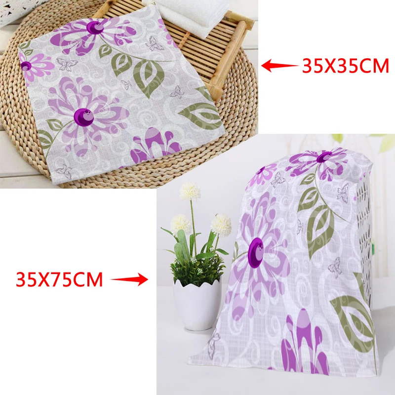 Hot Custom flower pattern Printing Towels Square rectangle Towels Size 35x35cm 35x75cm Cotton Face Towel Fabric Custom logo