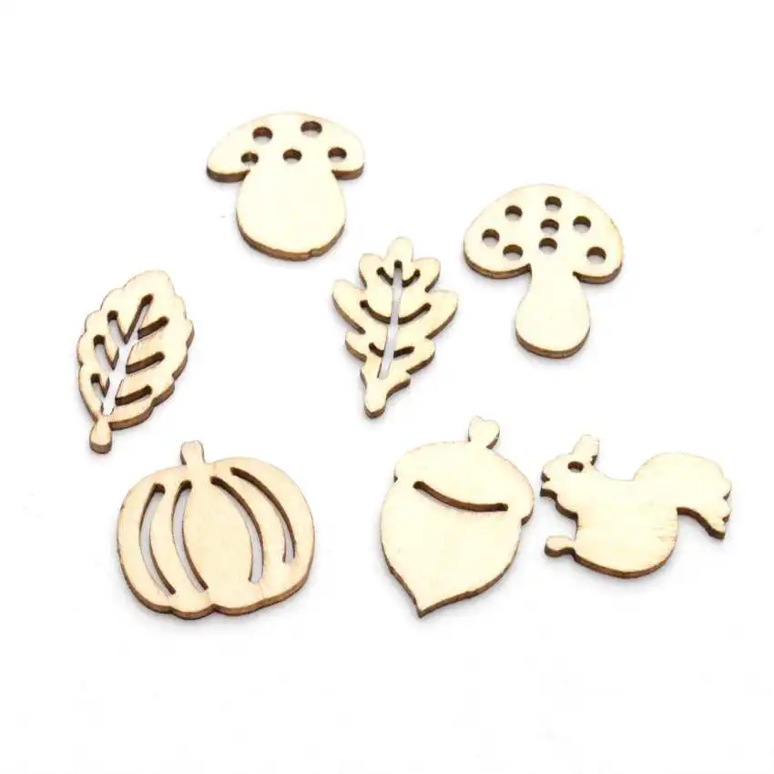 Best Quality 25Pcs Flatback Wood Craft Decoration Promotions Scrapbooking Embellishments Mixed Styles Pendants 27-30mm