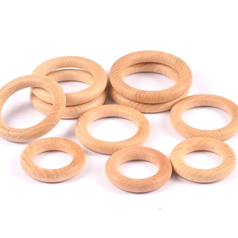 2pcs Natural beech Wood Circle DIY Crafts Embellishment For Wooden Ring Children Kids Teething Ornaments 40/50/55/60/65/70mm