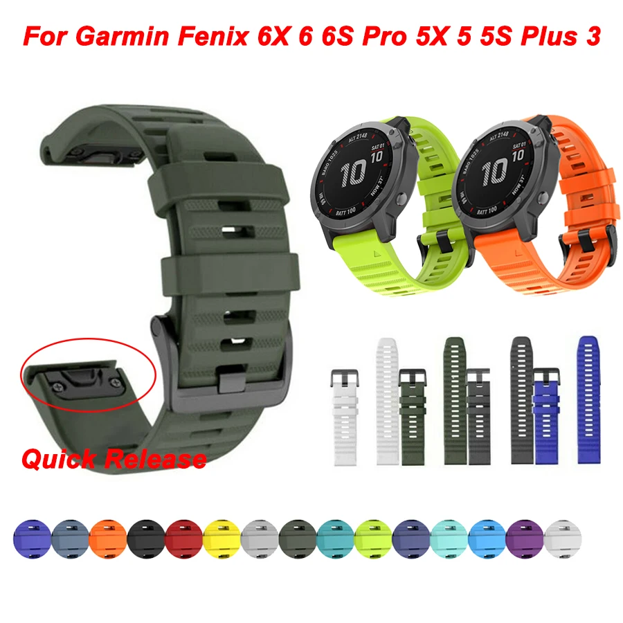 Correa de silicona para reloj deportivo, pulsera de liberación rápida para Garmin Fenix 6X 6 6S Pro 7X 7 5X 5 5S 3 3HR, 26, 20 y 22mm