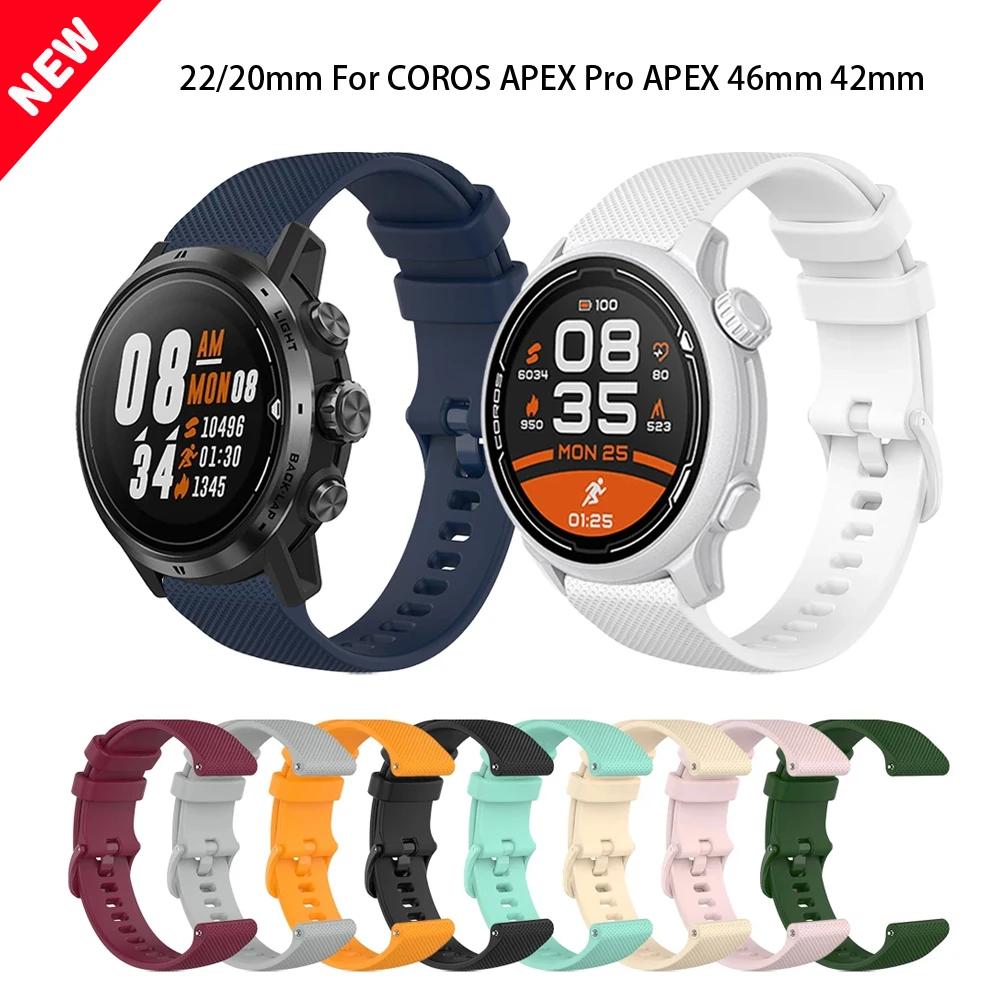 20/22mm Silicone Correa Wristband For COROS APEX Pro/APEX 46mm 42mm Strap Watchband For COROS PACE 2 PACE2 Bracelet Band ремешок