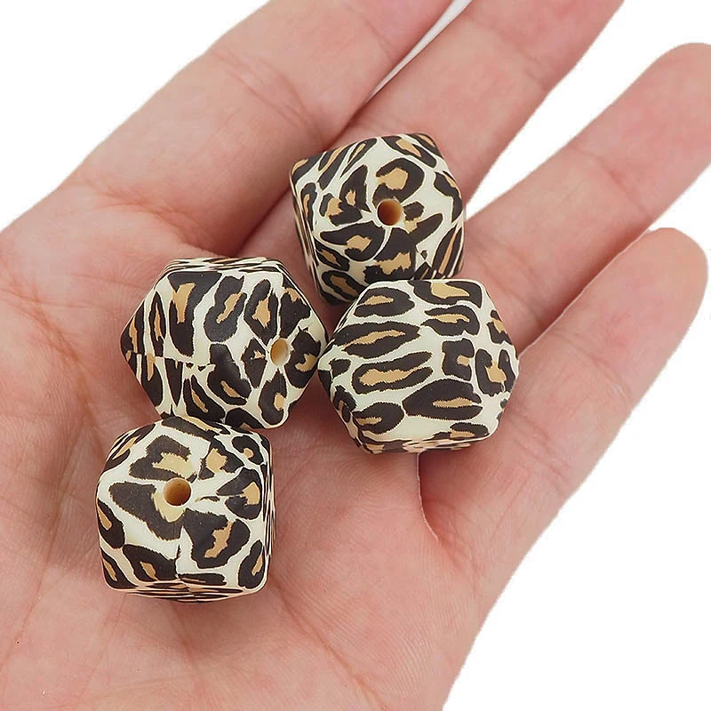 Chenkai 100PCS BPA Free Silicone Leopard Teether Beads DIY Animal Cartoon Baby Chewing Pacifier Dummy Sensory Toy Accessories