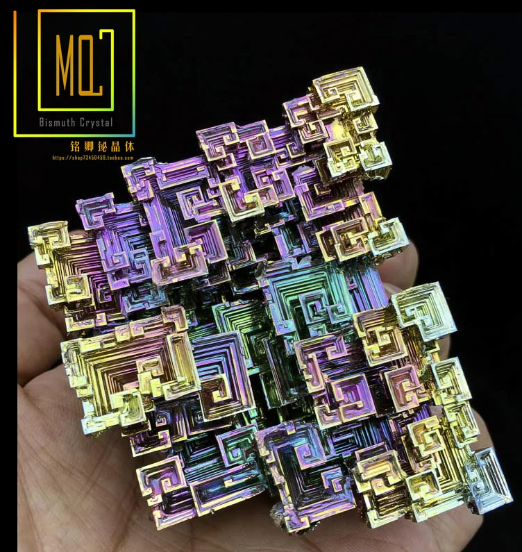 high pure Bismuth Crystals Bi Metal Crystal Rainbow Bright Metal Mineral Specimen Original Nature Art Artwork Decorative Article