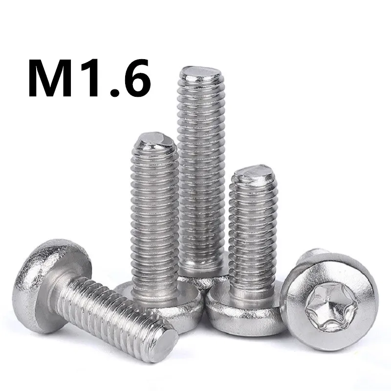 500pcs/lot M1.6x3/4/5/6/8/10mm GB2672  ISO14583 Stainless steel pan head torx screw six-lobe machine screws