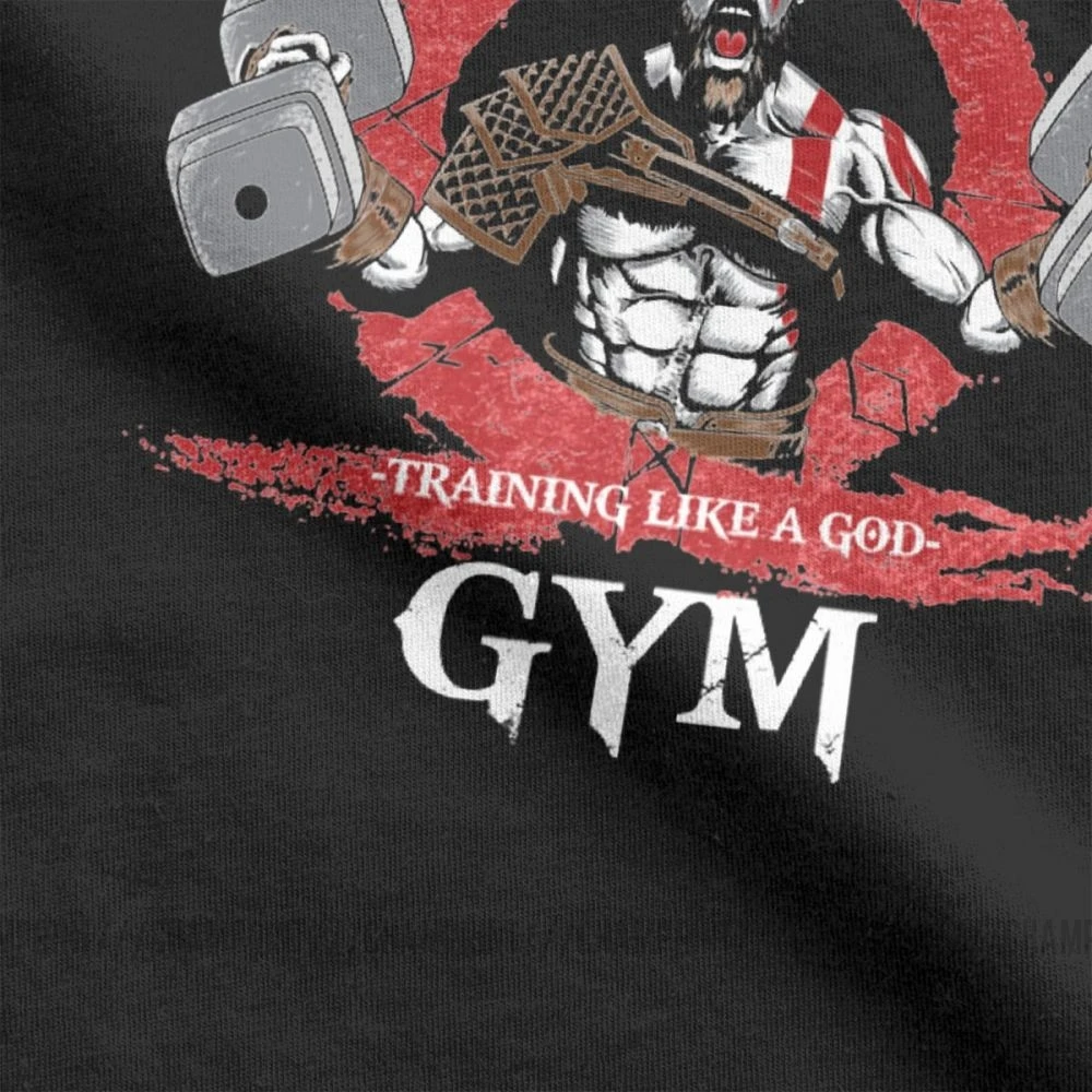 Men\'s God Of War Kratos Gym Workout Bodybuilding T Shirt Fitness 100% Cotton Clothing Casual Tees T-Shirt Plus Size 4XL 5XL