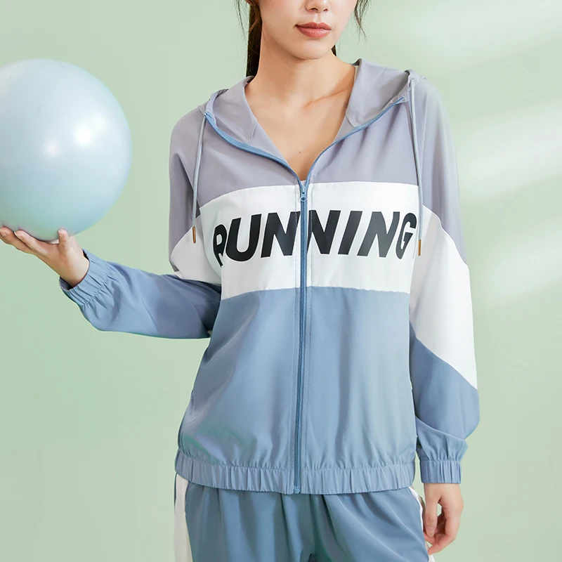 Thin Running Jacket Women Hoodie Sports Yoga Shirts Zipper Fitness Gym Tops Long Sleeves Sportswear Stretch Loose Fit Jackets