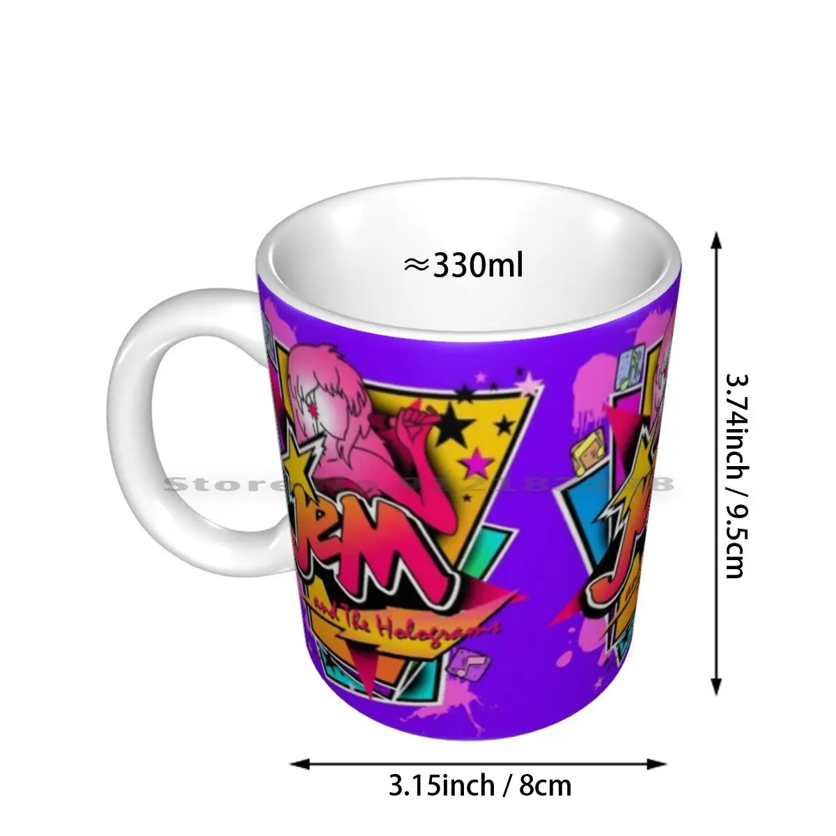 Jem Ceramic Mugs Coffee Cups Milk Tea Mug Jem Holograms 80s Retro Cartoons Oldies Vintage Girls Music Childhood Memories Tv Tv