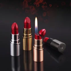 Lipstick Shape Lovely Cigarette Lighter Butane Open Flame Gas Free Fire Lighter Flint Lighter Lady's Smoking Christmas Gift