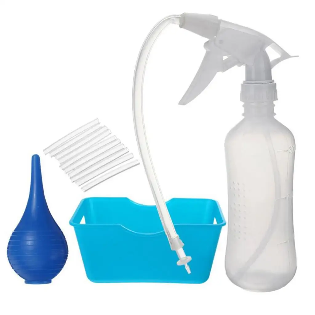 Ear Washer Bottle Ear Wax Remover Kit with Basin 300ml Spray Bottle 10 Extra Disposable Tips and Rubber Bulb Ear Wax Washer Kit