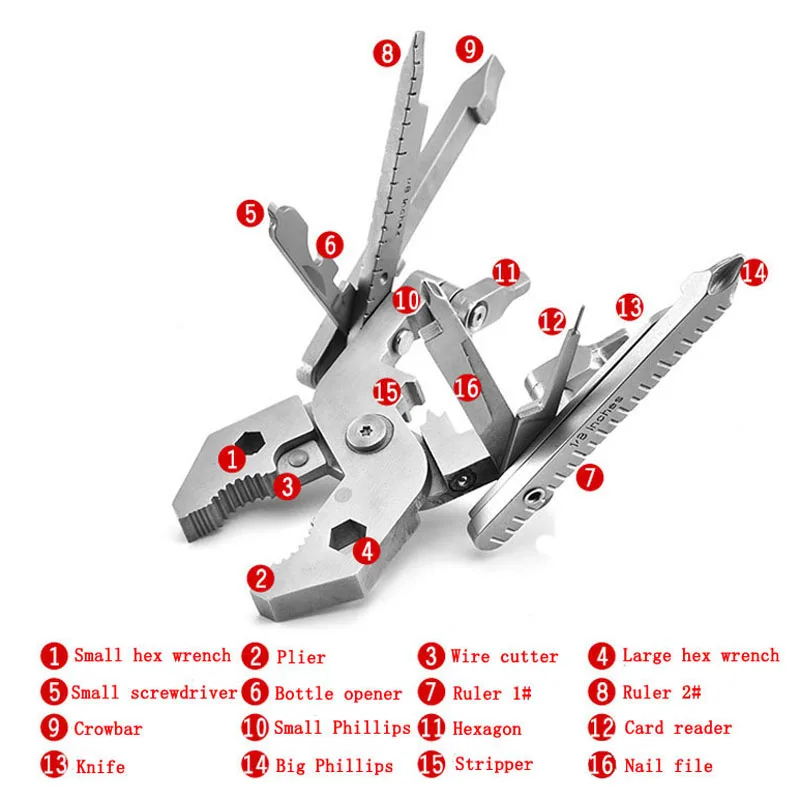 คู่มือชุดเครื่องมือสแตนเลสสตีลมัลติฟังก์ชั่เครื่องมือ Multi-Function พับ Plier เครื่องมือ25 In One