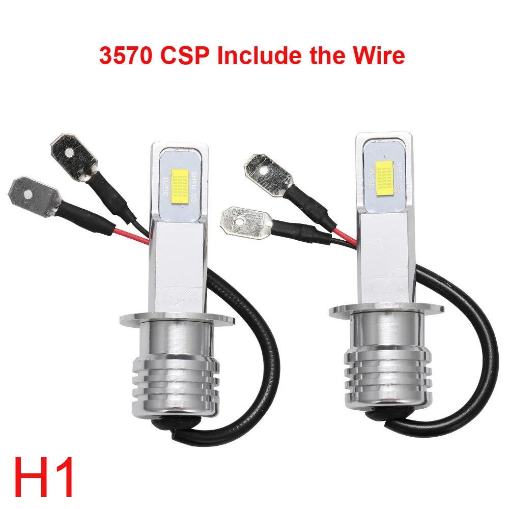 2Pcs CSP H4 H7 H11 H1 H6 H3 6500K Motorcycle Headlight Head Fog Light Lamp CSP LED Bulb Hi-Lo Beam Wireless Direct Install