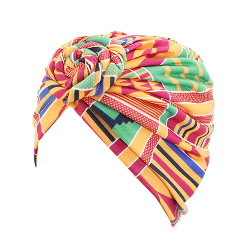 Afrikanische Druck Turban Hut für Frauen Scrunchies Knoten Headwrap Stretch Bandanas Party Headwear Damen Kopftuch Haar Zubehör – Detail 13