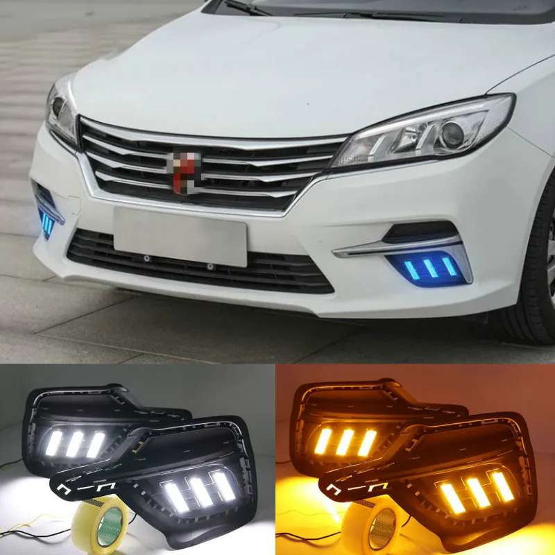 For Roewe 360 Plus 2018 LED Daytime Running Lights DRL Fog Lamp with Yellow Turn Signal Lamp