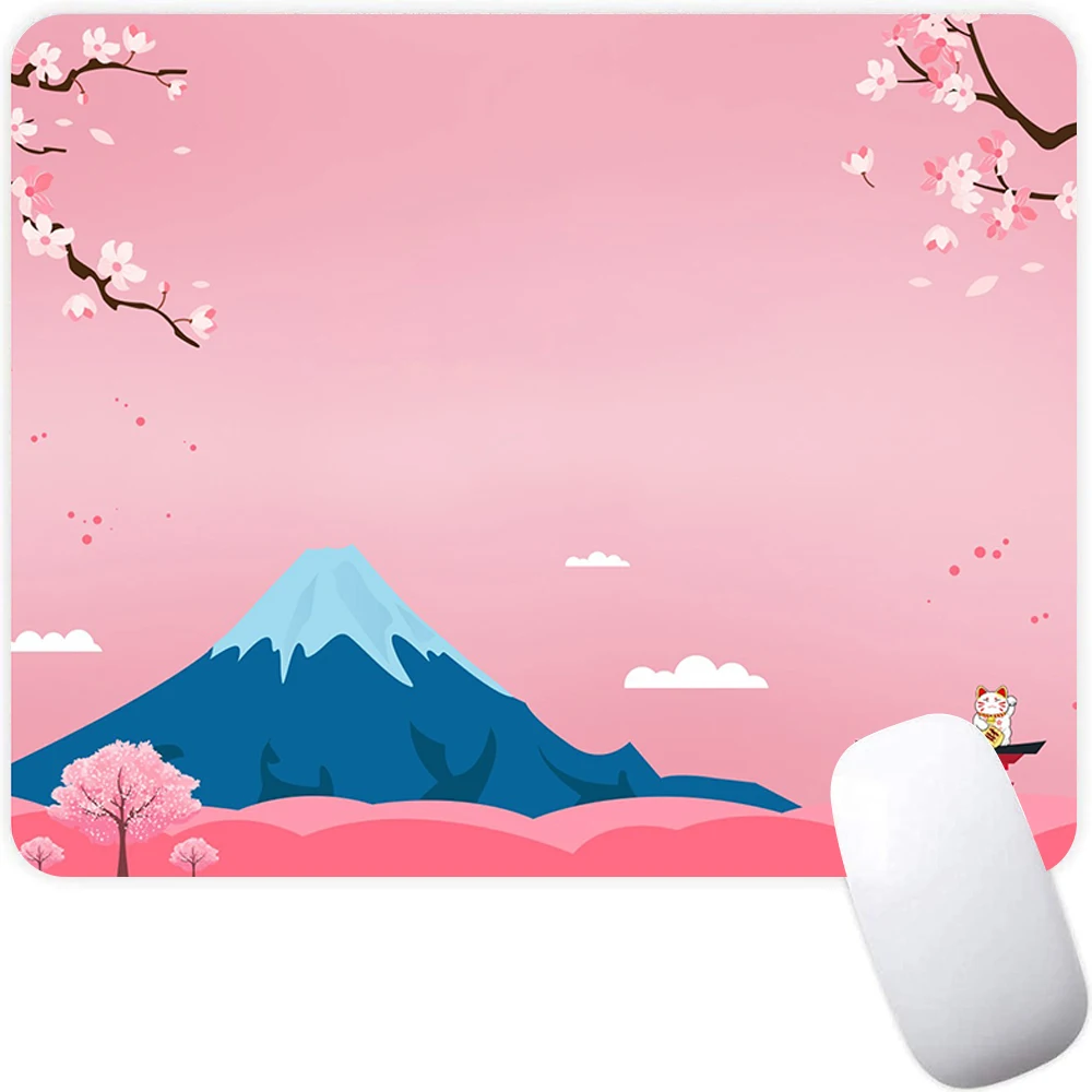 Petit tapis de souris de jeu pour ordinateur portable, accessoire de bureau, de bureau, en forme de fleur de cerisier rose japonais