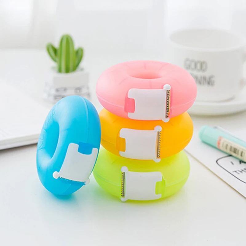 1x الكرتون الشريط موزع القرطاسية المحمولة دونات الشريط حامل شريط غير مرئي