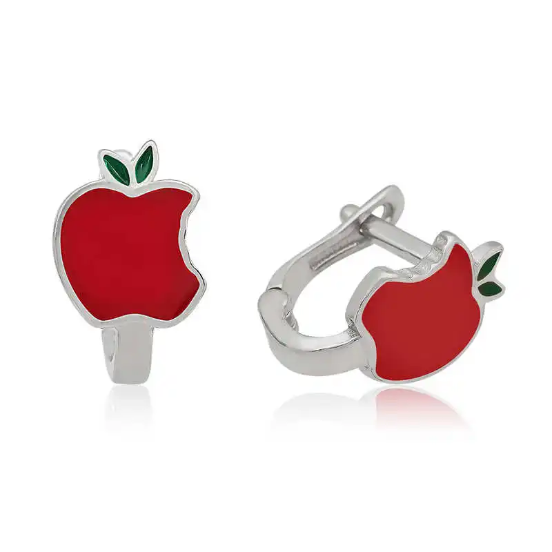 Silver Red Apple Kids Earring 925 Sterling Women for Jewelry Wedding Party Birthday Gift - Box - Fashion - Girl - Special Days