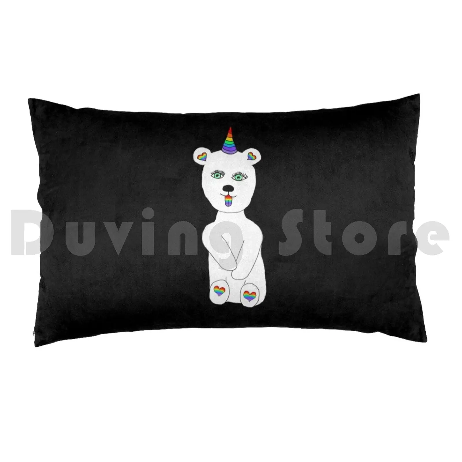 Cute Bear UnicornPillow case Bear Unicorn Pride Bear Beard Art Queer Rainbow