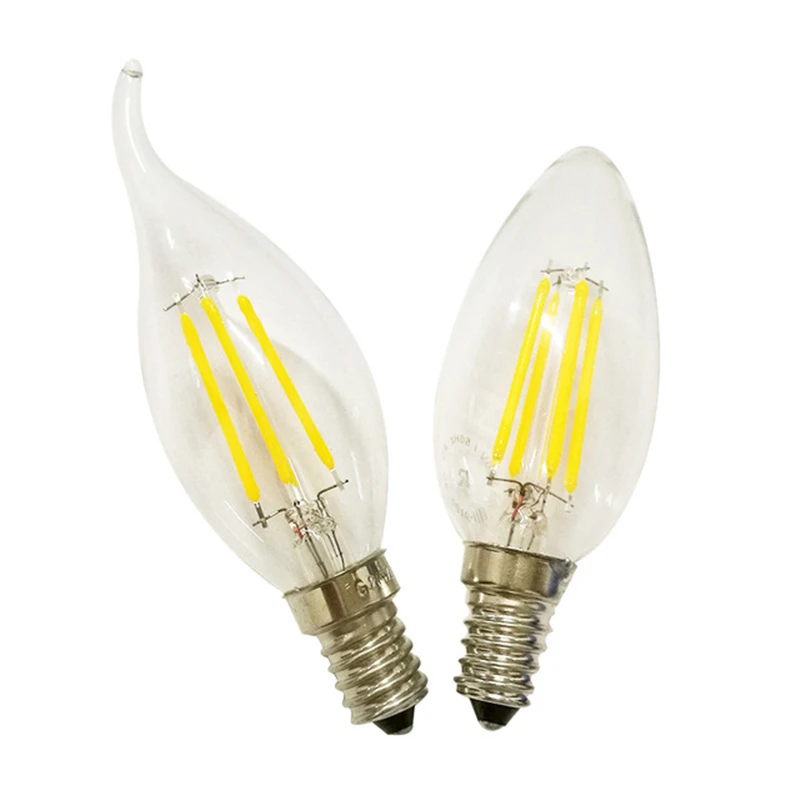 Bombilla de filamento LED E14 para Vela, Luz Retro Edison de 360 grados, 2W/4W/8W/12W, blanco cálido/frío, C35 C35L, AC220-240V