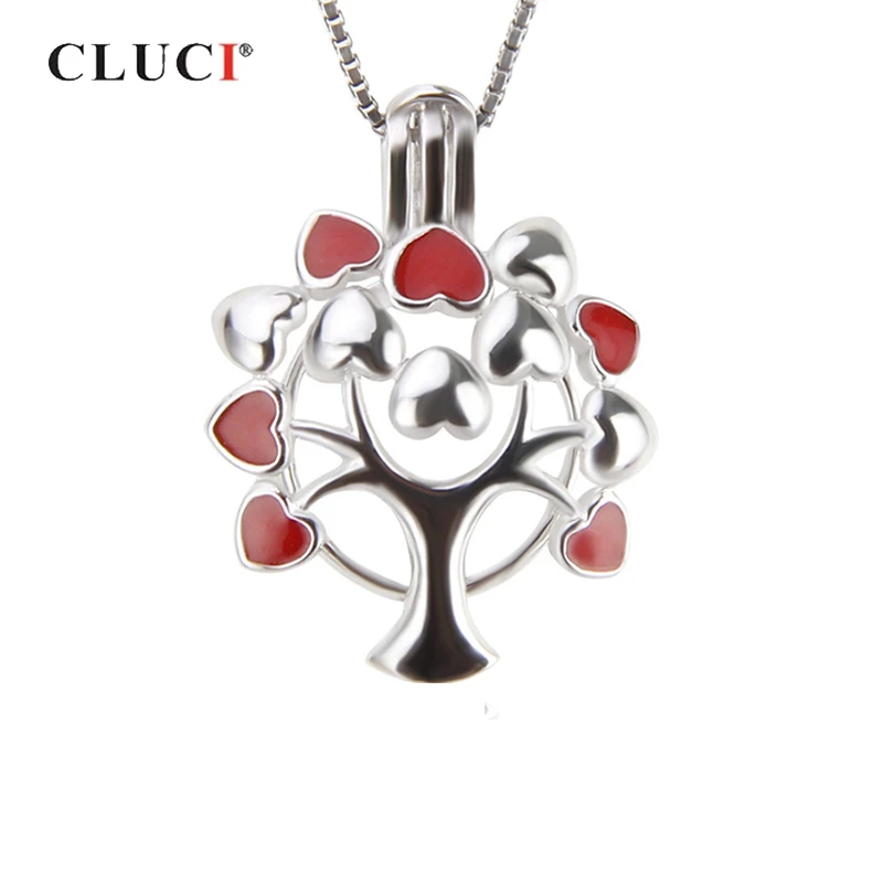 CLUCI 925 Sterling Silver Cage Pendant Women Jewelry Tree of Life Hollow Pendant Silver 925 Pendant Pearl Locket SC268SB