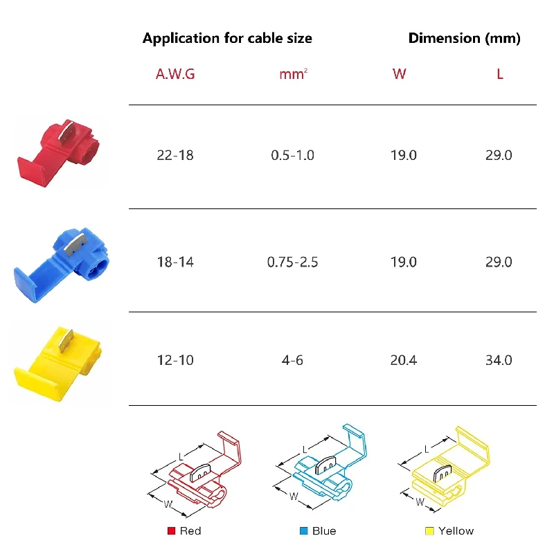 Connecteurs de sertissage de fil électrique rouge pour AWG 16-22, bornes de fil d\'épissure rapide pressées à froid et isolées à pression