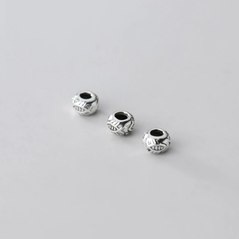 MEETSOFT Vintage 925 Sterling Silver Fish Pattern 5mm Shape Loose Bead Charms Handmade Of DIY Fine Jewelry chic Accessories image 4