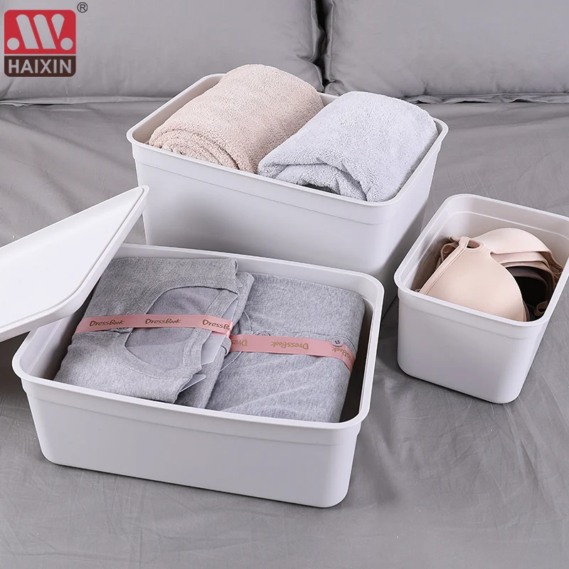 Sundries Storage Boxes With Lid Snack Toys Clothes Socks Panties Storage Basket Household Wardrobe Organizer Clothes Plastic Box