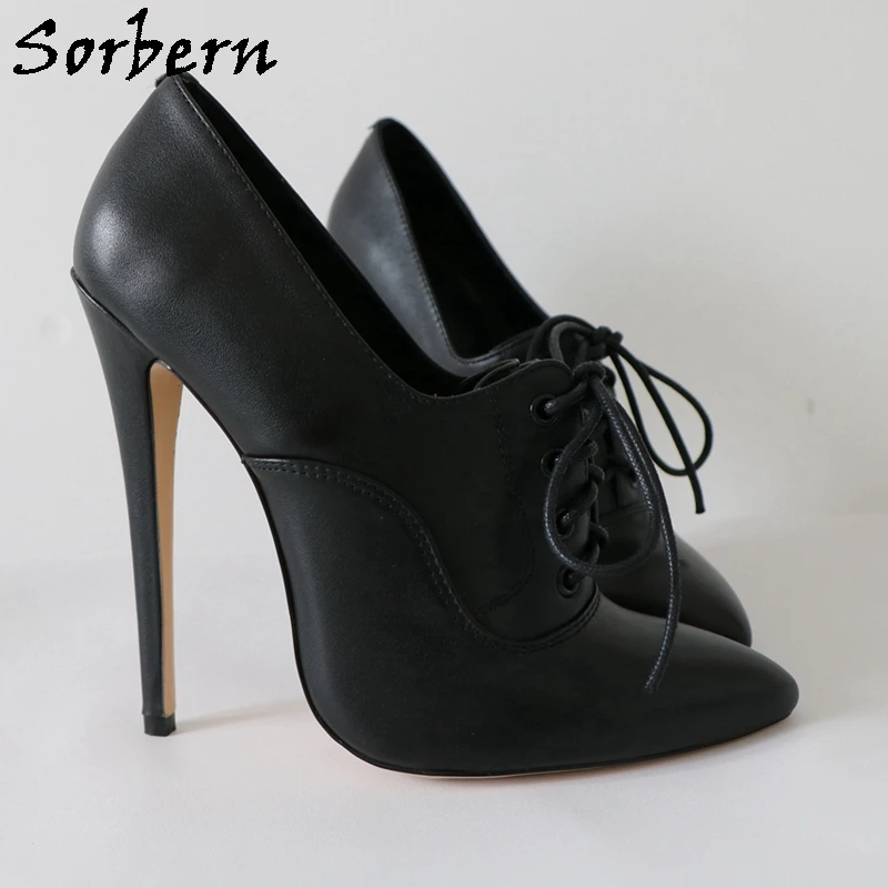 Sorbern Fashion Lace Up Women Pump High Heels 14Cm Stilettos Lace Up 16Cm Pointed Toe Heels For Women Pumps Women Shoes