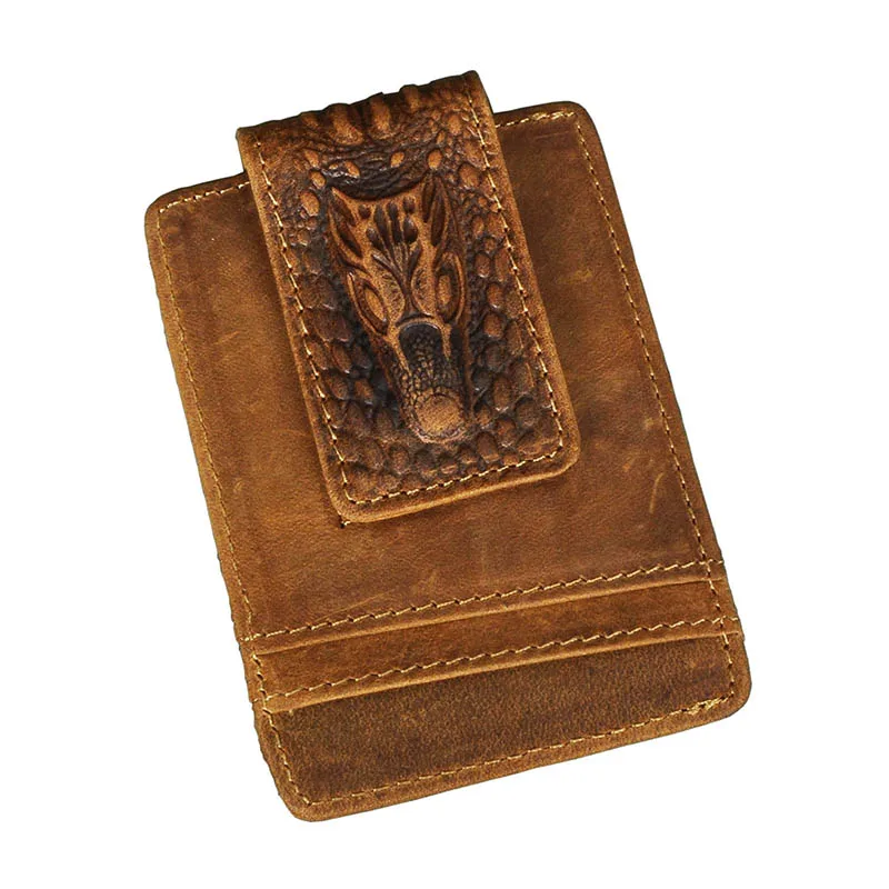 

2020 Quality New Cattle Men male Vintage leather Credit Card Holder Magnet Money Clip Slim Mini Handy Pocket Wallet Purse 1058-l