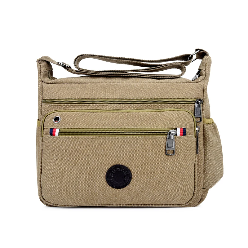 Mężczyźni płótno torba podróżna na ramię Casual Crossbody torby dobra Qualtiy torebka podróżna szkoła Retro Tote listonoszka z suwakiem — zdjęcie 2