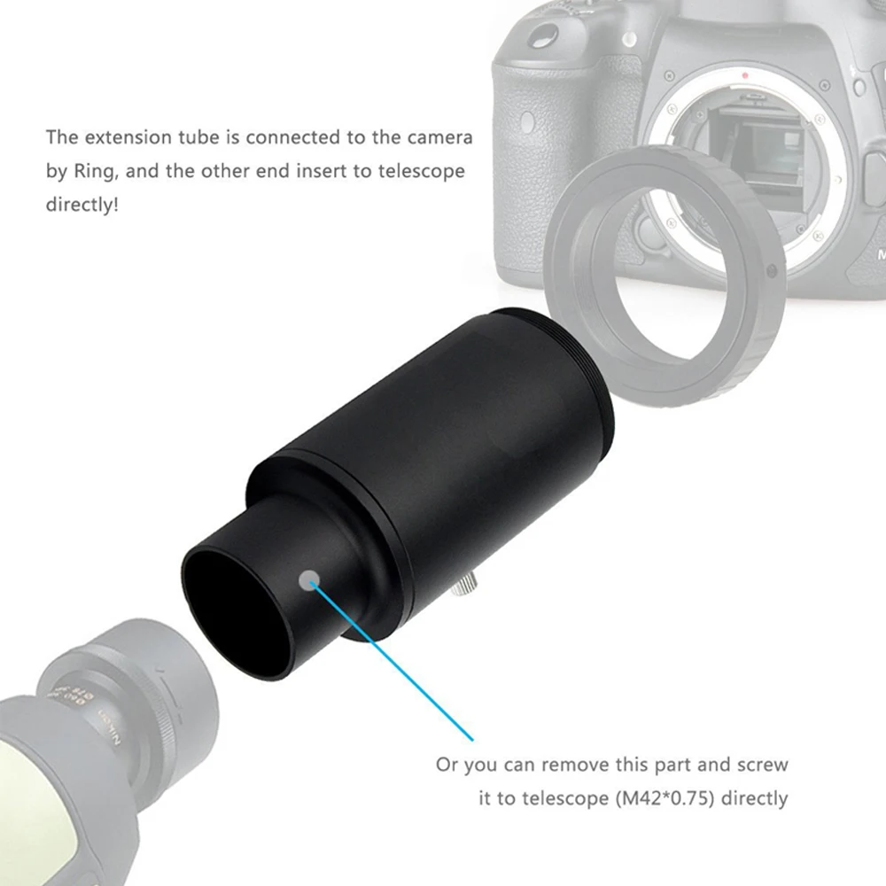 EYSDON-Adaptateur de Télescope de 1.25 Pouces à M42 T2, Tube d'Extension CA1, Manchon Intervalles Arc-en-Ciel, Montage en T Entièrement D.lique