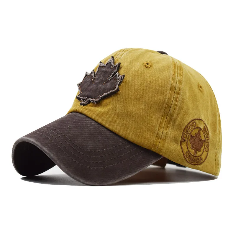 Canada Maple Leaf Embroidery Baseball Cap Women Men Army Green Wash Cotton Snapback Hat Bone Casquette Gorros