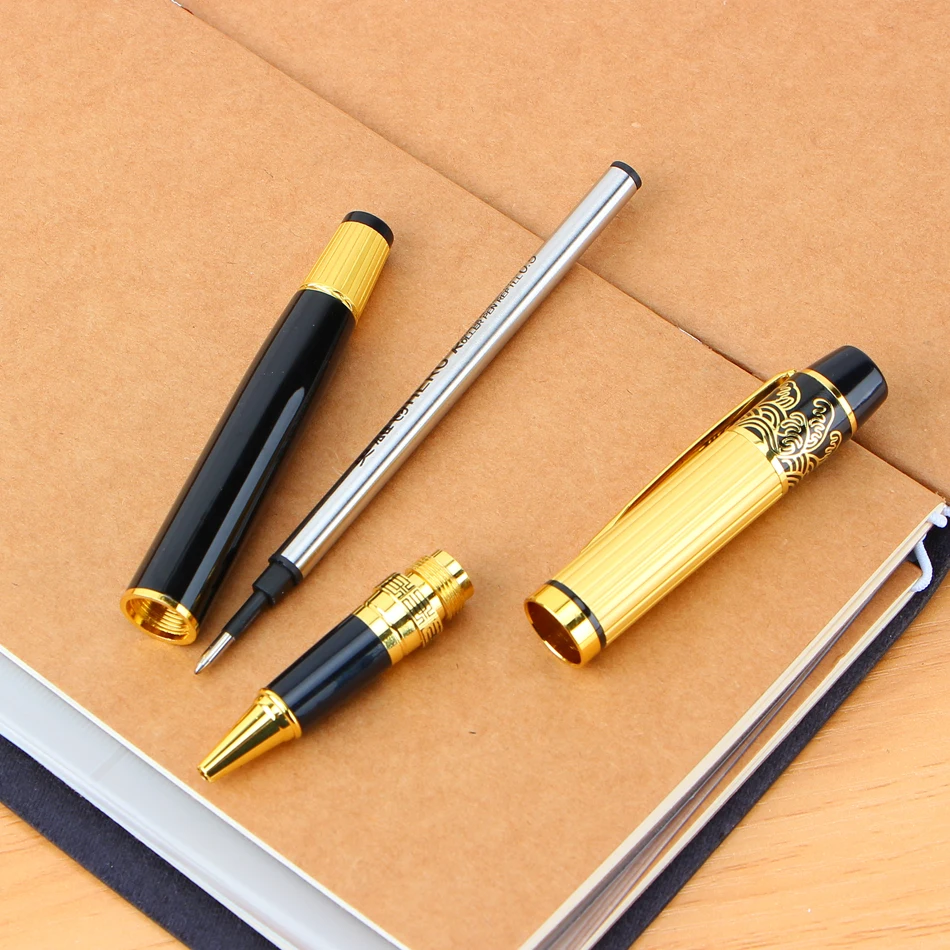 1 Buah Logam Golden Fountain Pen dengan Tinta untuk Bisnis Fountain Pen Hadiah Rantang Caneta Kantor Sekolah Perlengkapan Alat Tulis