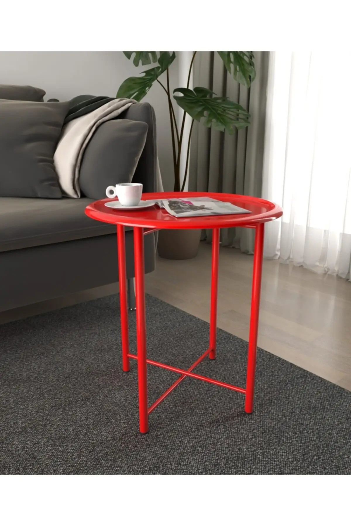 Red Foldable Metal Coffee Table