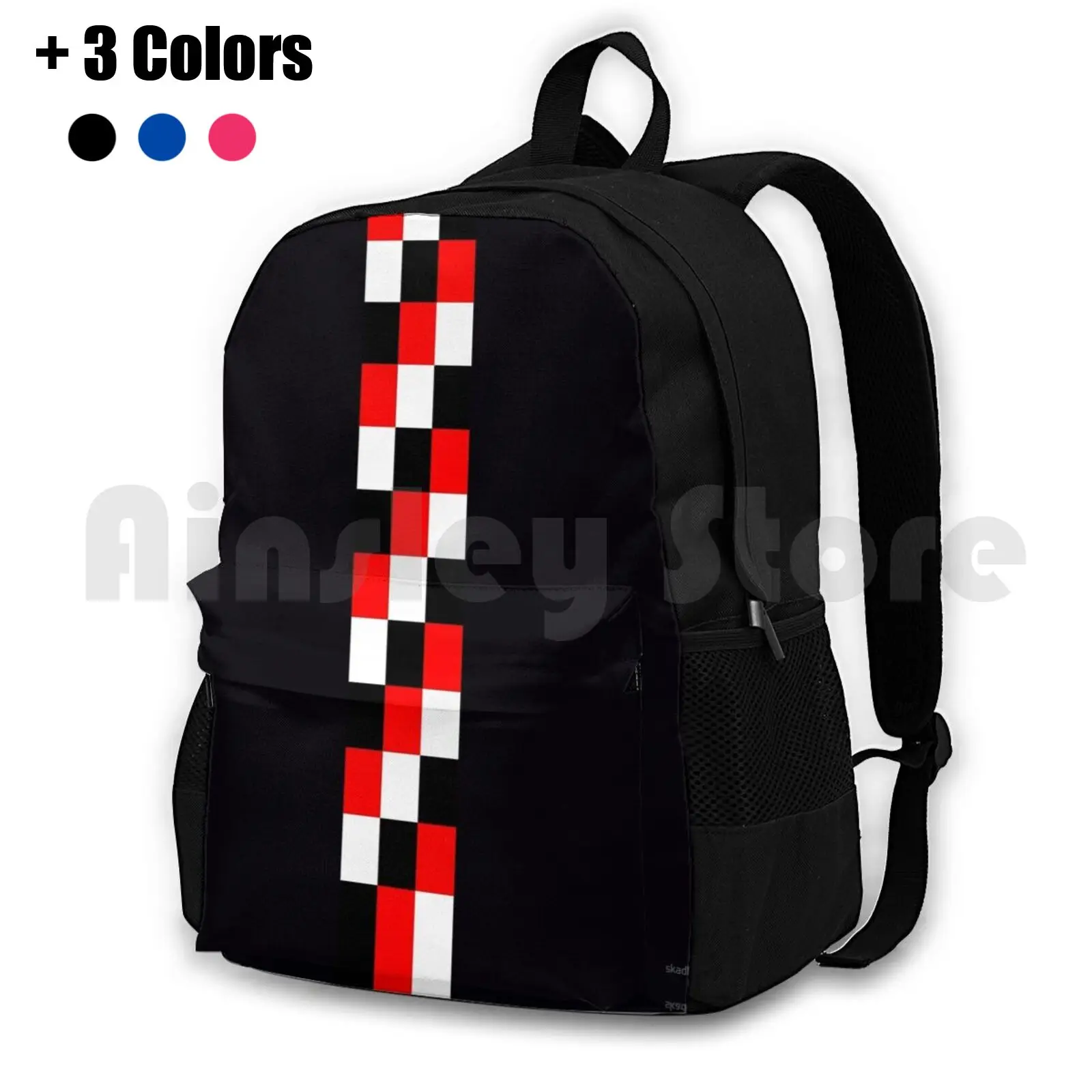 60s Geometric Graphic Red Black And White Outdoor Hiking Backpack Riding Climbing Sports Bag Mod Mod Revival